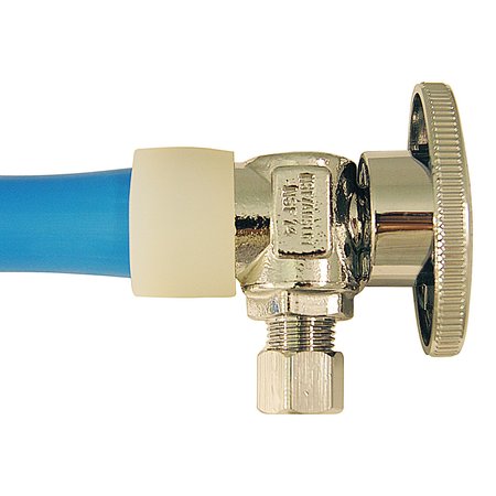 APOLLO EXPANSION PEX 1/2 in. Chrome-Plated Brass PEX-A Expansion Barb x 1/4 in. Compression Quarter-Turn Angle Stop Valve EPXVA1214C